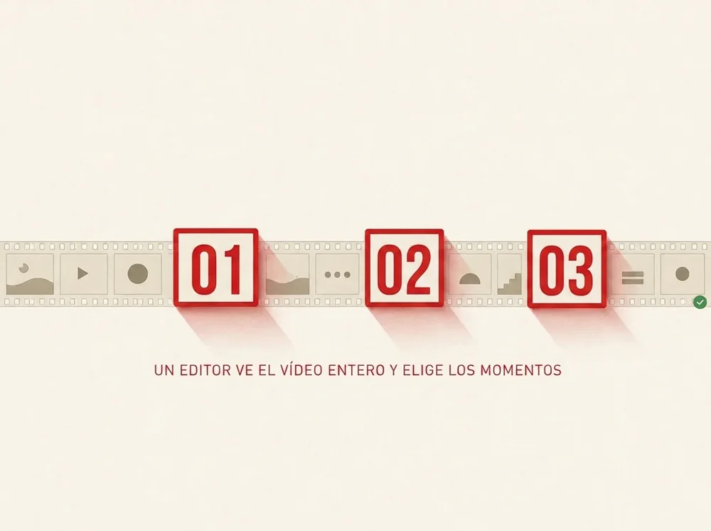 Tira de película con los momentos marcados 01, 02 y 03
